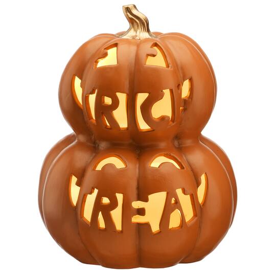 13" Stacked LED Trick or Treat Jack-O-Lantern Tabletop Accent By National Tree Company in Orange | Michaels®